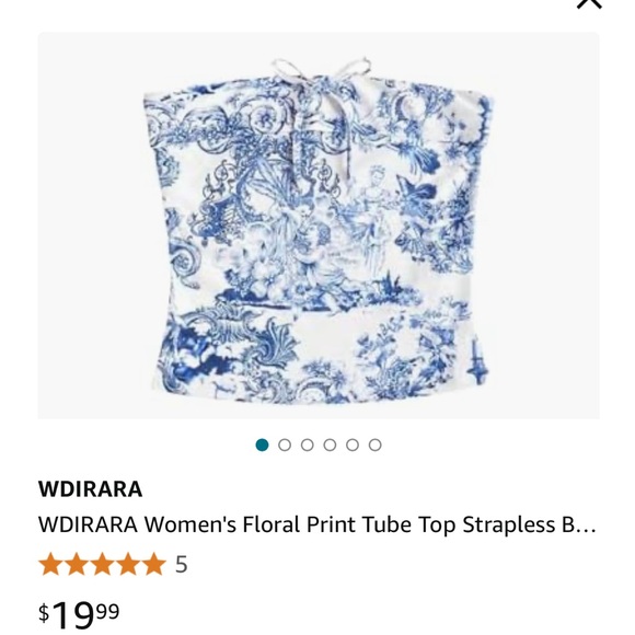 Blue and White Toile Print Top - Picture 1 of 6